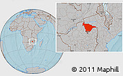 Gray Location Map of Mashonaland Central, hill shading