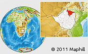 Physical Location Map of Mashonaland Central, highlighted country, within the entire country