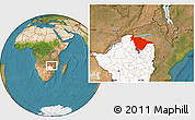 Satellite Location Map of Mashonaland Central, highlighted country
