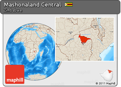 Shaded Relief Location Map of Mashonaland Central