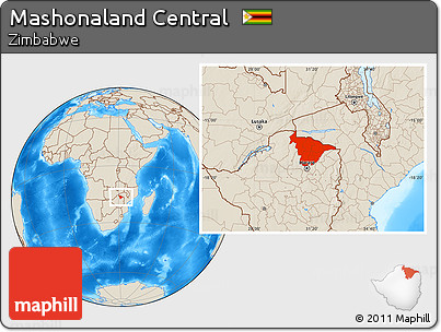 Shaded Relief Location Map of Mashonaland Central