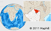Shaded Relief Location Map of Mashonaland Central, highlighted country