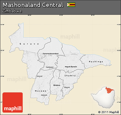 Classic Style Map of Mashonaland Central, single color outside