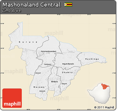 Classic Style Map of Mashonaland Central, single color outside