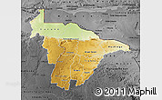 Physical Map of Mashonaland Central, darken, desaturated