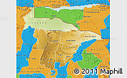 Physical Map of Mashonaland Central, political outside