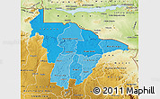 Political Shades Map of Mashonaland Central, physical outside