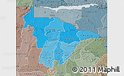 Political Shades Map of Mashonaland Central, semi-desaturated