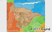 Satellite Map of Mashonaland Central, political shades outside