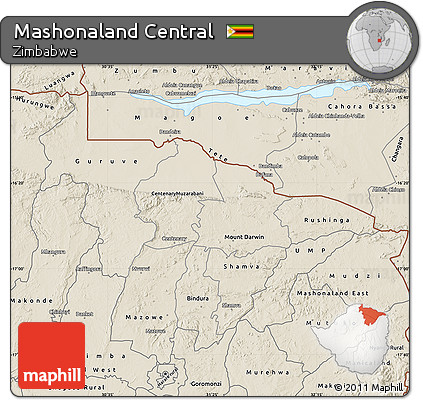 Shaded Relief Map of Mashonaland Central