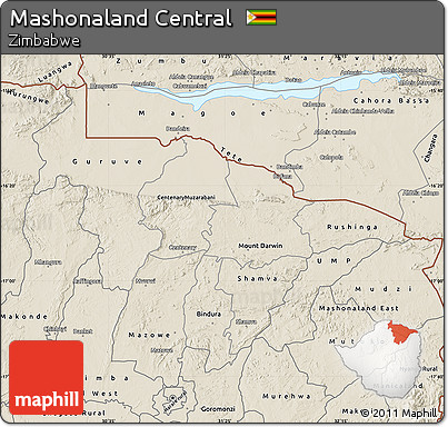 Shaded Relief Map of Mashonaland Central