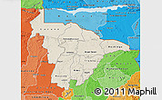 Shaded Relief Map of Mashonaland Central, political shades outside