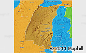 Physical 3D Map of Mazowe, political outside