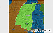 Political 3D Map of Mazowe, darken