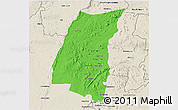 Political 3D Map of Mazowe, shaded relief outside