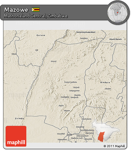 Shaded Relief 3D Map of Mazowe