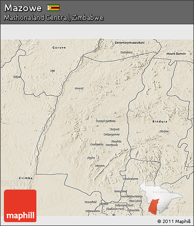 Shaded Relief 3D Map of Mazowe