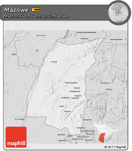 Silver Style 3D Map of Mazowe