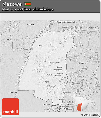 Silver Style 3D Map of Mazowe