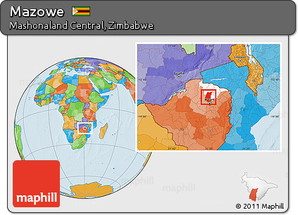 Political Location Map of Mazowe, highlighted parent region
