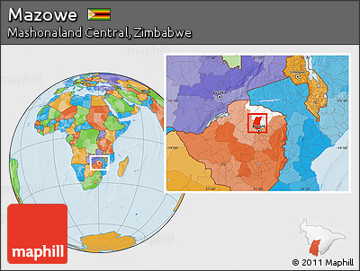 Political Location Map of Mazowe, highlighted parent region