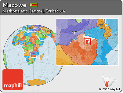 Political Location Map of Mazowe, highlighted parent region