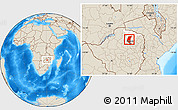 Shaded Relief Location Map of Mazowe, highlighted parent region