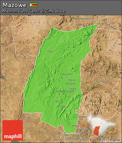 Political Map of Mazowe, satellite outside