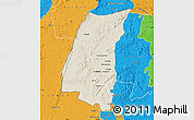 Shaded Relief Map of Mazowe, political outside