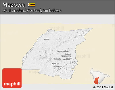 Classic Style Panoramic Map of Mazowe, single color outside