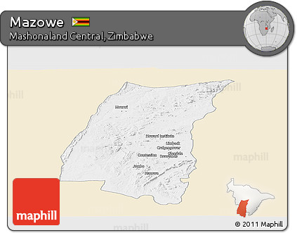 Classic Style Panoramic Map of Mazowe, single color outside