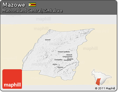 Classic Style Panoramic Map of Mazowe, single color outside