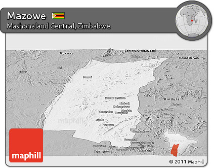Gray Panoramic Map of Mazowe
