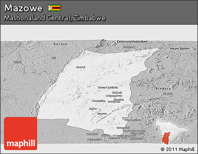 Gray Panoramic Map of Mazowe
