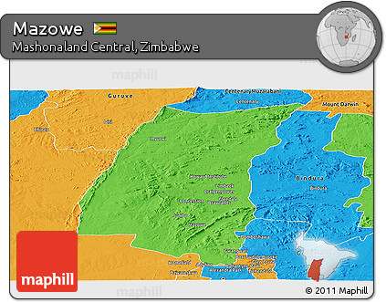 Political Panoramic Map of Mazowe