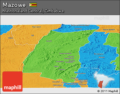 Political Panoramic Map of Mazowe