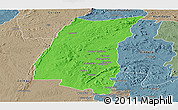 Political Panoramic Map of Mazowe, semi-desaturated