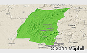 Political Panoramic Map of Mazowe, shaded relief outside