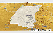 Shaded Relief Panoramic Map of Mazowe, physical outside