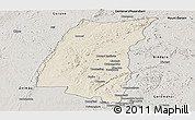 Shaded Relief Panoramic Map of Mazowe, semi-desaturated
