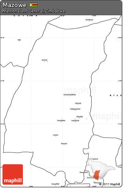 Blank Simple Map of Mazowe