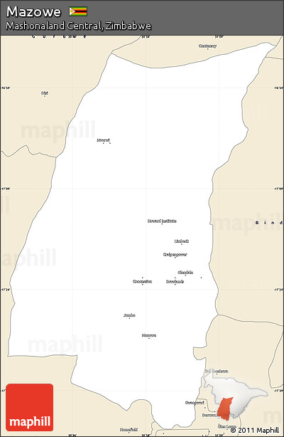 Classic Style Simple Map of Mazowe
