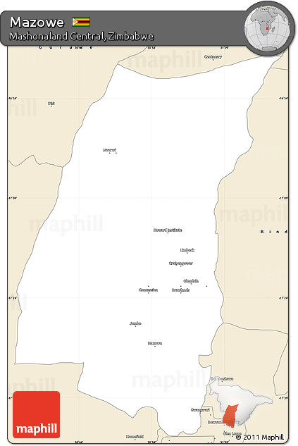 Classic Style Simple Map of Mazowe