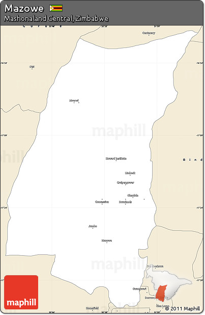 Classic Style Simple Map of Mazowe