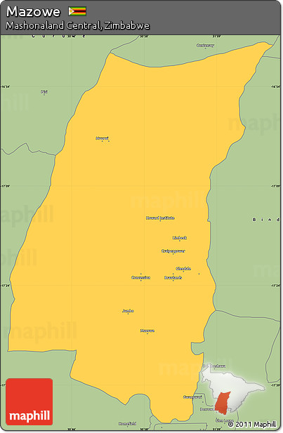 Savanna Style Simple Map of Mazowe