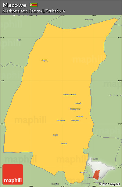 Savanna Style Simple Map of Mazowe