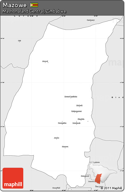 Silver Style Simple Map of Mazowe