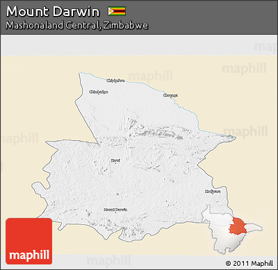 Classic Style 3D Map of Mount Darwin, single color outside