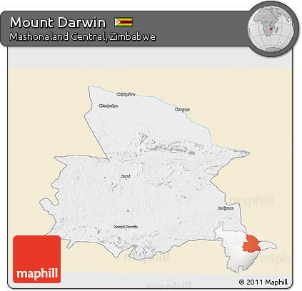 Classic Style 3D Map of Mount Darwin, single color outside