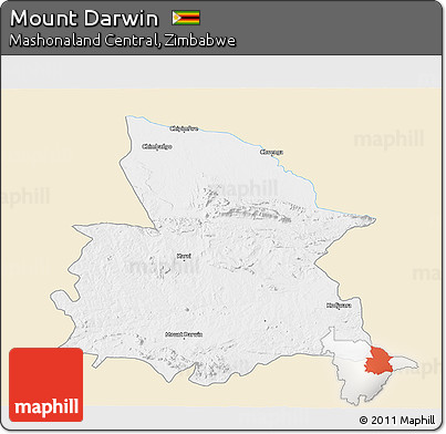 Classic Style 3D Map of Mount Darwin, single color outside